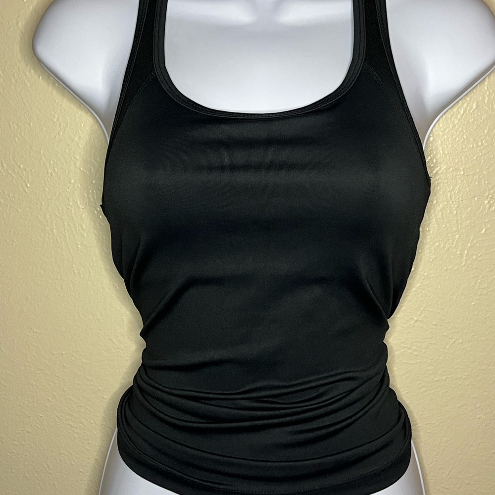 Champion Black Fitted Ruched Sleeveless Tank Top